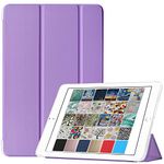 DuraSafe Cases iPad 9.7 Inch 5/6 [iPad 5th 6th Gen ] A1893 A1954 A1822 A1823 MRJN2HN/A MR7G2HN/A MR7F2HN/A MP2F2HN/A Smart Trifold Soft Silicone Transparent Front & Back Cover - Purple