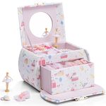 Vlando Musical Jewellery Box with Spinning Ballerina, Lockable Jewelry Case for Children Bracelet, Ring, Necklace, Gift for kids