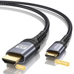 JSAUX Mini HDMI to HDMI Cable 6FT, 4K 60Hz High Speed Mini HDMI 2.0 Cord, HDMI to Mini HDMI Cable Compatible with Camera, Camcorder, Tablet and Graphics, Video Card, Laptops, Raspberry Pi Zero W -Grey