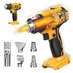 LIVOWALNY Cordless Heat Gun Compatible with Dewalt 20v Battery (Tool Only) 350W Fast Heating Soldering Hot Air Gun 122℉-1022℉ Variable Temperature Control with 5 Nozzles for DIY Crafts