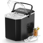 Ice Maker Machine for Home - Self-Cleaning Function, 9 Ice Cubes in 6 Minutes. Low Noise Operation - Ideal for Households, Offices, and Bars, Enjoy Refreshing Ice Anytime, Black