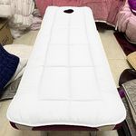 LXJDDLD Cotton Beauty Bed Mattress Topper with Square/Round/Trapezoidal Head,Massage Table Mattress with Face Breath Hole,Spa Bed Pad Protector for Lash Bed(Bed Not Included),White 1,S 60x180cm