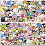 Aotoes Sanrio 100pcs Vinyl Waterproof Stickers,Cute Japanese Anime Stickers,Kawaii Cartoon Gift for Kids Teen Birthday Party Vinyl Waterproof Stickers for Decal for Skateboard Laptop Decal Waterproof