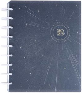 Happy Planner Sustainable Disc-Bound 12-Month Daily, Weekly, and Monthly Planner, Jan.–Dec. 2025, Classic Size, Dashboard Layout, Linear Galaxy, 72 Pages, 12 Dividers, 2 Sticker Sheets, 7" x 9.25"