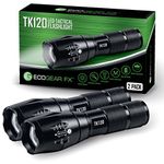 EcoGear FX LED Tactical Flashlight - TK120 High Lumens Flash with 5 Light Modes, Water Resistant, Zoomable - Best Camping, Outdoor, Emergency, Everyday Flashlights - Unique Gifts for Men [2 Pack]