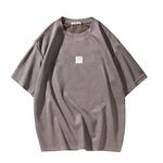 Men T Shirt Streetwear Harajuku Tops Short Sleeve Crewneck T-Shirt, T3408grey, Large