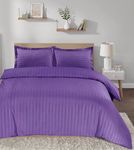 Casabella Satin Stripe Duvet Cover Sets, Luxurious Single Purple Bedding with Satin Stripes,Single Duvet Cover Set,Hotel Quality Single Duvet Set & Pillowcases,Purple Satin Stripe Single Bedding Sets