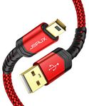 JSAUX Mini USB Cable 3M USB 2.0 Type A to Mini B Charging Cable Compatible with PS3 Controller, Garmin GPS, Blue Yeti,Hero 3/4, Dash Cam, Nikon, Canon, Sat Nav, Camera, Mini B Charger-Red