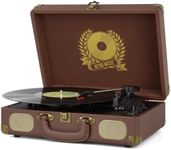 Vinyl Record Player Bluetooth Turntable 3-Speed Suitcase Portable Vintage Belt-Driven Record Player with Built-in Speakers RCA Line Out AUX in Headphone Jack,White
