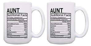 Aunt Gift Set Aunt Nutritional Facts Great Cute Aunt Gifts Aunt Niece Gifts 2 Pack Gift 15-oz Coffee Mugs Tea Cups 15oz White