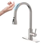 SIPELQDE Touch Faucet for Kitchen Sink - Stainless Steel Lead-Free Kitchen Sink Faucet with Pull Down Sprayer, Deck Mount 1-3 Hole Design 360° Swivel for Kitchen/Bar/RV Sinks (Brushed Nickel)