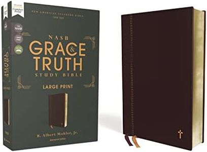 NASB, The Grace and Truth Study Bible (Trustworthy and Practical Insights), Large Print, Leathersoft, Maroon, Red Letter, 1995 Text, Comfort Print