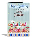 Alwaysgift Happy Birthday From All of Us Loving Daughter Greeting Card (Multicolour, Medium)