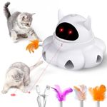 BFU Hxin Cat Toys Interactive Feather Automatic Laser Puzzle Kitten Toy for Indoor,Rechargeable,White