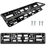 PAIR (2PCS) CARBON HINGED Car Registration License Number Plate Surround Holder for flat car bumpers, caravans and trailers