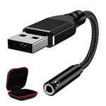 USB to 3.5mm Jack Audio Adapter, APETOO External Stereo Sound Card USB to Aux Jack Adapter Aux Dongle Cable Cord for Headphones Headset Earphones Mac Computer PC Laptop Desktop PS4 PS5 Windows Linux