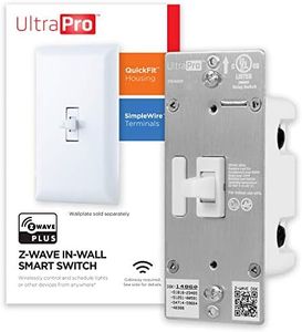 UltraPro Z-Wave Smart Toggle Light Switch with QuickFit and SimpleWire, 3-Way Ready, Compatible with Alexa, Google Assistant, ZWave Hub Required, Repeater/Range Extender, White, 39354