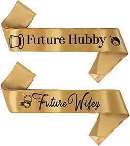 Future Wifey & Future Hubby - Bride to Be & Groom to Be | Bachelorette & Bachelor Party Sash Supplies 2 pcs set Best Wedding Gifts Bridal Shower Decorations Engagement Favors Miss to Mrs. Gift Kit