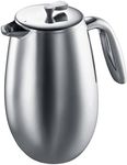 Bodum 1308-57 Columbia 8 Cup Double Wall French Press Coffee Maker, Stainless Steel, 1 Liter, 12 Ounce, Matt