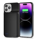 Battery Case for iPhone 14 Pro Max, [6800mAh] 2024 Upgraded Ultra-high Capacity 0 Cycle Protective Portable Slim Charging Case Rechargeable Extended Battery Pack Charger for iPhone 14 Pro Max-Black