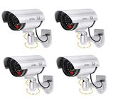 Wolblix 4 Pcs Realistic Look Dummy Security CCTV Fake Bullet Camera with Led Light Indication Home Security Camera