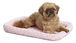 24L-Inch Pink Dog Bed or Cat Bed w/Comfortable Bolster | Ideal for Small Dog Breeds & Fits a 24-Inch Dog Crate | Easy Maintenance Machine Wash & Dry | 1-Year Warranty