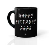 ECFAK Happy Birthday Papa Printed Black Ceramic Coffee Mug | Coffee Mug for Father Birthday | Happy Birthday Coffee Mug for Father