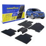 Goodyear Custom Fit Car Floor Liners for Hyundai Tucson 2019-2021/Kia Sportage 2017-2022, Black/Black, All-Weather Diamond Shape Liner Traps Dirt, Liquid, Precision Interior Coverage - GY007064