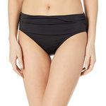 Kenneth Cole New York Women's Strappy Hour Shirred Bikini Bottom, Black, X-Large