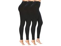 High Waist Womens Leggings - 4 Way Stretch Yoga Pants Workout Leggings - Ankle Length Jeggings for Women, No See-Through Tummy Control Soft Squat Proof Leggings (L-XL, Black 3 Pack)