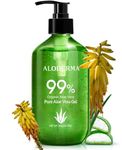 Aloderma 99% Organic Aloe Vera Gel for Skin Made within 12 Hours of Harvest, Non-Sticky Aloe Vera Gel for Sunburn Relief, Natural, Soothing Hydrating Aloe Vera for Face & Hair, Lightweight Gel, 10.6oz