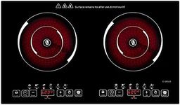 24 Inch 2 Burner Electric Cooktop - 110V Ceramic Stove with 2 Cooktops - 2000W Adjustable Portable Cooktop for Cooking (2 Burner Countertop Round)