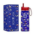 IRON °FLASK Kids Water Bottle - Straw Lid, 20 Name Stickers, Vacuum Insulated Stainless Steel, Double Walled Tumbler Travel Cup, Thermos Mug - Construction Zone, 18 Oz