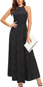 STYLEWORD Women's Summer Fashion 2025 Dress Sleeveless Black Polka Dot Casual Garden Party Maxi Long Spring Dresses(Floral 37,L)