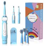 Dinosaur Electric Toothbrush, Kids Sonic Toothbrush for Children, Toddlers Boys Girls Age 3-12 with 30s Reminder, 2 Mins Timer, 5 Modes, 4 Brush Heads, Rechargeable, Wall-Mounted Holder