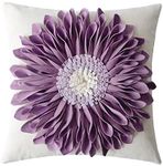 OiseauVoler Decorative Throw Pillow Covers 18x18 Inches 3D Flower Cushion Cases Handmade Square Pillowcases for Couch Bed Living Room Home Decor Purple