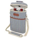 opux 2 Bottle Wine Carrier Tote, Insulated Leakproof Wine Cooler Bag, Wine Travel Bag for Picnic BYOB Beach, Portable Wine Bottle Carrying Case, Gift for Wine Lover Women Men Christmas,Stripe