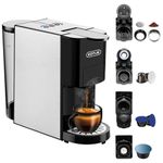 Upgrade 5 in 1 Espresso Single Serve Coffee Machine for Nespresso Original/Dolce Gusto/Mio/Ground Capsule and ESE Coffee Pods,19 Bar Automatic Compatible Capsule Coffee Machine（AC-513KF/F)