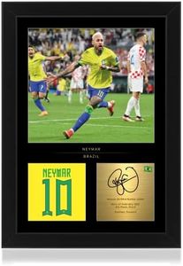 Win FC Neymar Jr - Espositore fotografico con cornice, formato A4, firma digitale riprodotta, regalo per i fan del Brasile