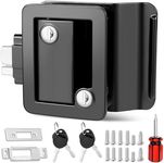 RV Door Lock Replacement, 100% Metal Camper Door Handle Latch with Paddle Deadbolt, RV Enclosed Travel Trailer Entry Door Lock with Keys for Camper Horse Trailer Cargo Hauler - Black