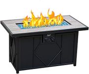 BALI OUTDOORS Gas FireTable 42" Ceramic Tabletop Propane Firepit 60,000 BTU use as Dinner Coffee Table, Good for Outside Patio Backyard Deck Balcony Share time with Family or Friends