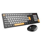 Portronics Key7 Combo Wireless Keyboard & Mouse Set with 2.4 GHz USB Receiver, 10m Working Range, 12 Shortcut Keys, Adjustable DPI, 10 Million Key Life & Click Life for PC, Laptop, Mac (Grey+Orange)