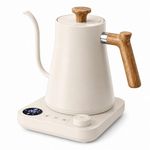 VICBINLY 0.9L Electric Gooseneck Kettle, Pour Over Coffee and Tea Kettle, Tea Kettles, 1200 Watt Quick Heating, Boil-Dry Protection, Temperature Control, Matte White KKT90B