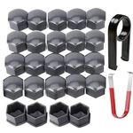 Gebildet 24pcs Wheel Nut Cap 17mm Wheel Bolt Nut Caps Covers, Hexagonal Tire Nut Covers with Removal Tool Set for Cars(Gray)