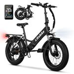 Likebike Cityfun S Electric Bike for Adults, UL 2849 Certified, 20'' Fat Tire Folding E-Bike with 500W(Peak 720W) Motor 48V 10.4Ah Battery, 20MPH Electric Bicycles, 7-Speed&Front Suspension