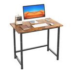 Flrrtenv 23.6 Inch Computer Desk, Writing Desk with Sturdy Metal Frame and X-Shaped Design, Gaming Table for Home Office, Vintage Brown