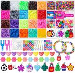 Modacraft Loom Rubber Bands,2000+ Loom Bands for DIY Refill Bracelet Making Kits with Beads Charms S-Clips, Crochet Hooks, Y Loom in Storage Case for Party, Chritmas Birthday Gift for Kids