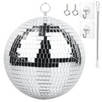 Oversevenls 200mm Disco Ball Mirror Ball Set with Chain & Hook - Party Lighting Decoration for Events, Weddings, Halloween, Silver