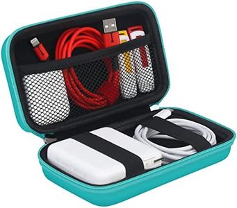 BOVKE Carrying Case Hard Protective Case Impact Resistant Travel Power Bank Pouch Bag USB Cable Organizer for Earbuds, Cable Cords, Charger Adapter, Electronic Accessories Case Wallet, Turquoise