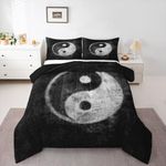 Feelyou Yin Yang Bedding Set for Girls Boys Children Boho Trippy Psychedelic Art Comforter Set Decorative Gossip Pattern Comforter Traditional Ying Yang Theme Duvet Set King Size 3Pcs